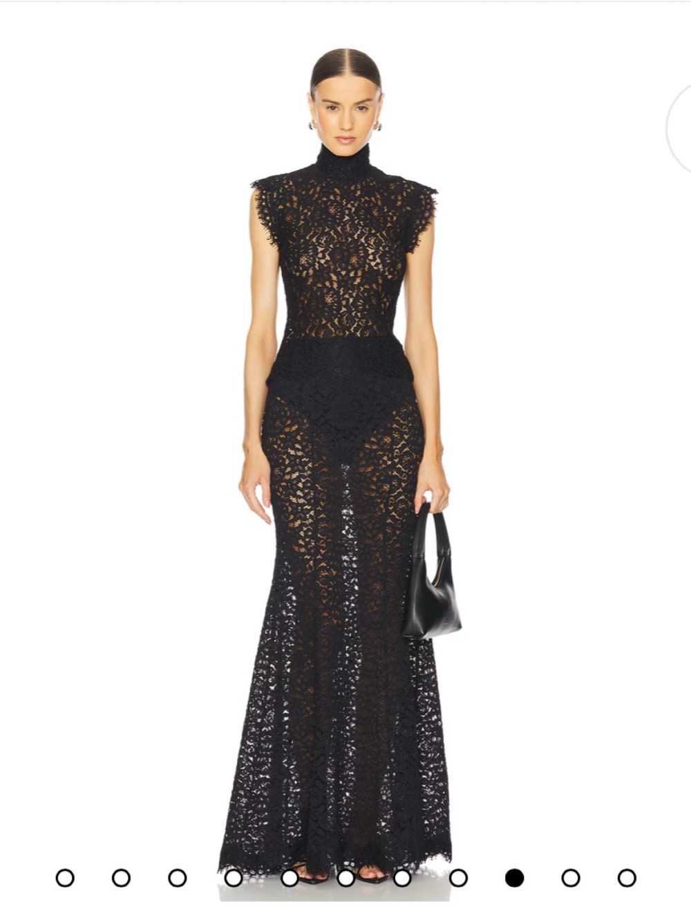 L'Academie Black Lace Maxi Skirt with High Waist Detailing